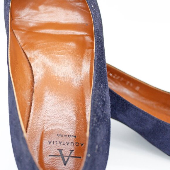 Aquatalia ‘Pasha’ Blue Suede Weatherproof Classic Block Heel Pump - Picture 8 of 11